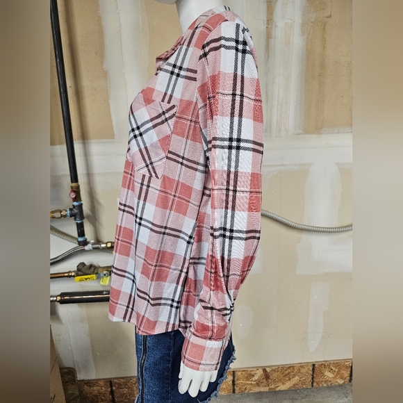 Justice Long Sleeve Plaid Button Down Size L - Picture 10 of 11